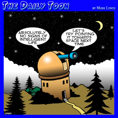 Cartoon: Intelligent life (medium) by toons tagged space,observatory,telescope,intelligent,life,space,observatory,telescope,intelligent,life
