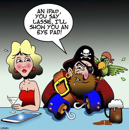 Cartoon: iPad (medium) by toons tagged ipads,pirates,eye,patch,smart,phone,ipads,pirates,eye,patch,smart,phone