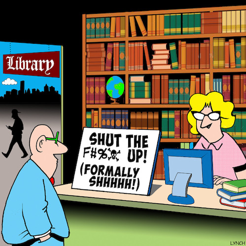 Cartoon: Library (medium) by toons tagged libraries,books,shhh,quiet,please,libraries,books,shhh,quiet,please