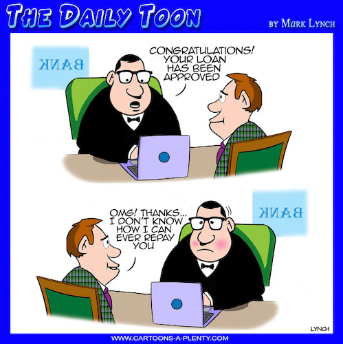 Cartoon: loans (medium) by toons tagged bank,loan,repayments,bank,loan,repayments