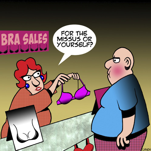 Cartoon: Man Boobs (medium) by toons tagged bra,sales,man,boobs,breasts,womens,underwear,intimate,apparel,obesity,fat,overweight,bra,sales,man,boobs,breasts,womens,underwear,intimate,apparel,obesity,fat,overweight