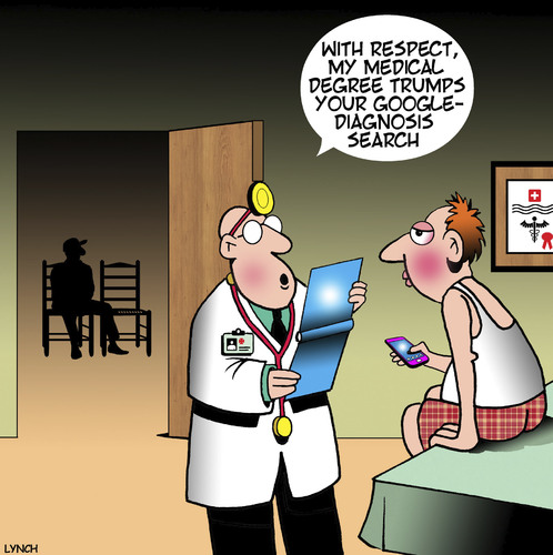 Cartoon: Medical diagnosis (medium) by toons tagged google,search,medical,degree,amateur,doctor,health,google,search,medical,degree,amateur,doctor,health