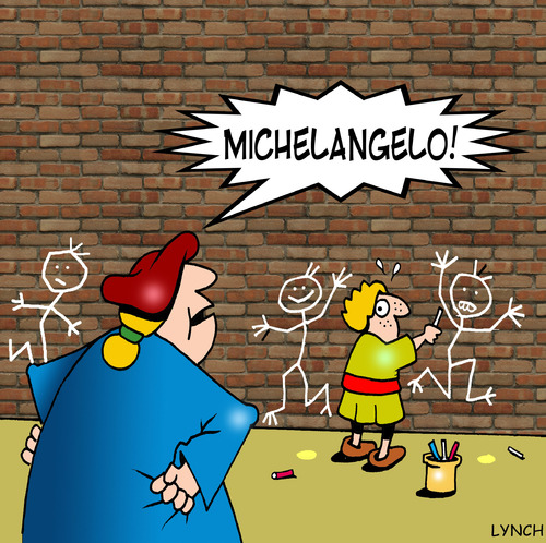 Cartoon: Michelangelo (medium) by toons tagged michelangelo,art,famous,painters,leonardo,de,vinci,graffiti,medievil,artist,painter,vatican,rome