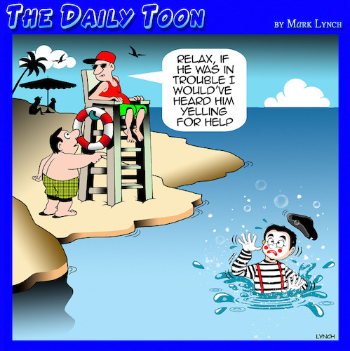 Cartoon: Mime (medium) by toons tagged drowning,lifeguard,mimes,help,drowning,lifeguard,mimes,help