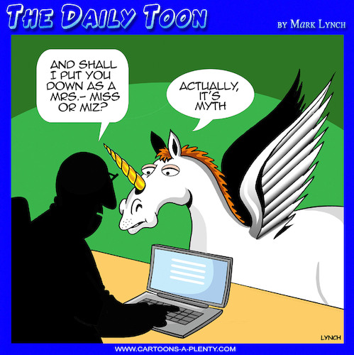 Cartoon: Myths (medium) by toons tagged mythical,creatures,pronouns,pegasus,unicorns,job,applications,mythical,creatures,pronouns,pegasus,unicorns,job,applications