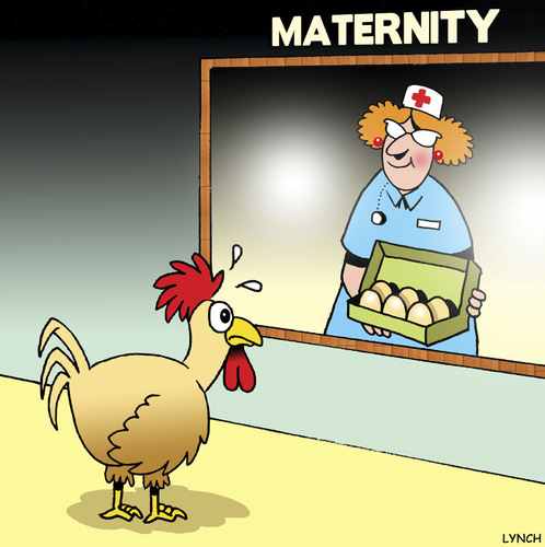 Cartoon: Nervous dad (medium) by toons tagged chickens,maternity,eggs,babies,fatherhood,dads