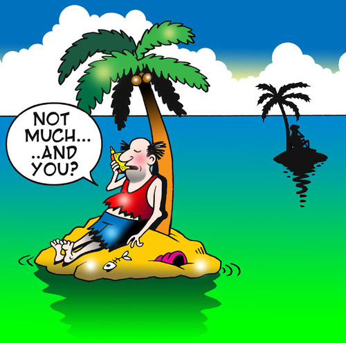 Cartoon: Not much (medium) by toons tagged desert,island,marooned,twitter,mobile,phone,facebook,social,networking,telephone,communications,gossip,talking