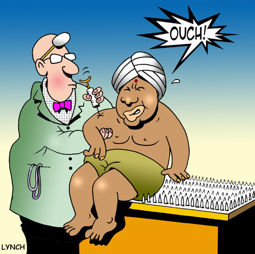 Cartoon: ouch (medium) by toons tagged swami,needles,injection,doctors,medical,indian