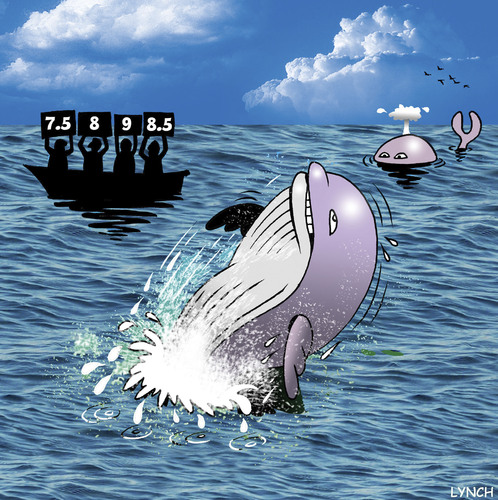 Cartoon: out of ten (medium) by toons tagged whales,breaching,whale,marine,life,diving