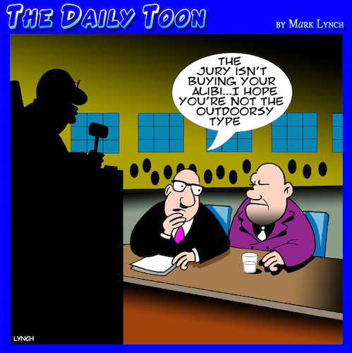 Cartoon: Outdoor type (medium) by toons tagged jury,trial,alibi,outdoor,type,jail,lawyers,jury,trial,alibi,outdoor,type,jail,lawyers