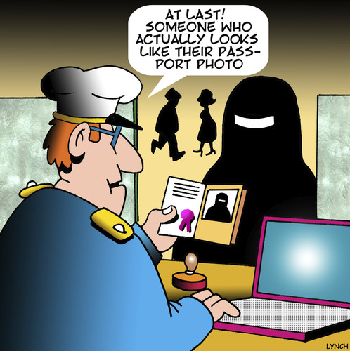 Cartoon: Passport photo (medium) by toons tagged burqa,passport,photo,burka,immigration,official,burqa,passport,photo,burka,immigration,official