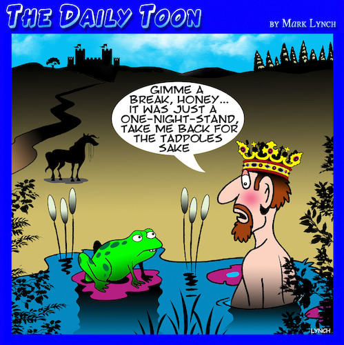 Cartoon: Prince Charming (medium) by toons tagged frog,prince,fairy,tales,frogs,tadpoles,kissing,princess,frog,prince,fairy,tales,frogs,tadpoles,kissing,princess