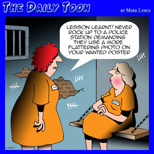 Cartoon: Profile update (medium) by toons tagged female,prisoners,crime,update,photo,female,prisoners,crime,update,photo