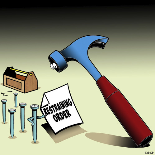 Cartoon: Restraining order (medium) by toons tagged hammer,and,nails,restraining,order,tools,hammer,and,nails,restraining,order,tools