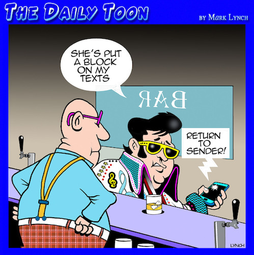 Cartoon: Return to sender (medium) by toons tagged elvis,blocked,texts,texting,divorce,elvis,blocked,texts,texting,divorce