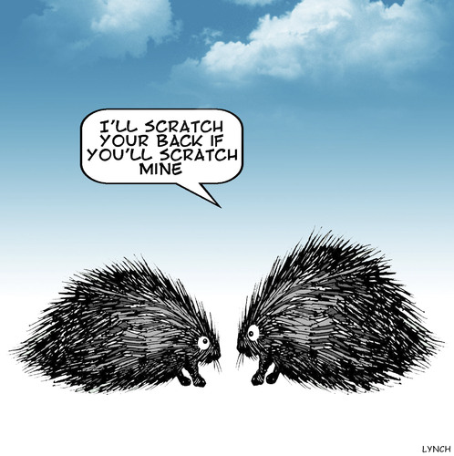 Cartoon: Scratch (medium) by toons tagged porcupine,hedgehog,scratching,prickly,scratch,your,back,porcupine,hedgehog,scratching,prickly,scratch,your,back