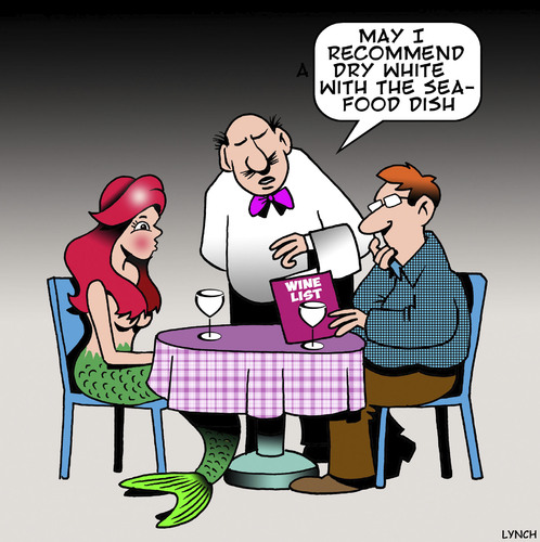 Cartoon: Seafood dish (medium) by toons tagged mermaid,seafood,fish,restaurant,waiter,catch,of,the,day,mermaid,seafood,fish,restaurant,waiter,catch,of,the,day