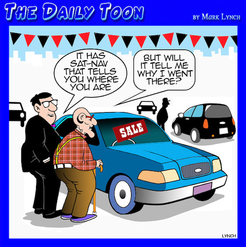 Cartoon: Seniors GPS (medium) by toons tagged sat,nav,dementia,seniors,car,sales,sat,nav,dementia,seniors,car,sales