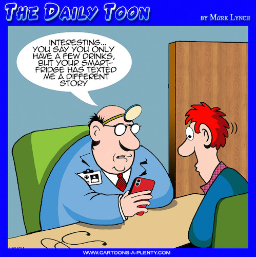 Cartoon: Smart appliances (medium) by toons tagged alcohol,consumption,smart,fridge,doctors,and,patients,alcohol,consumption,smart,fridge,doctors,and,patients