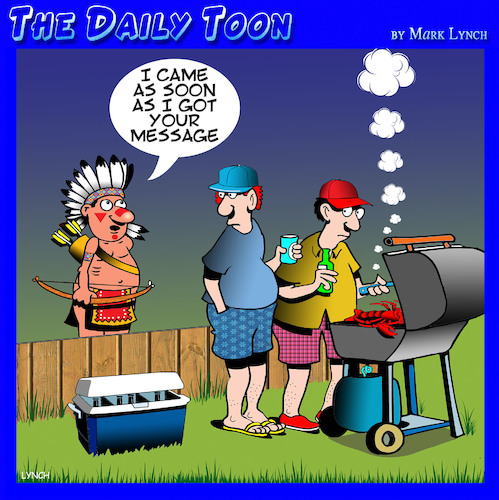 Cartoon: Smoke signals (medium) by toons tagged bbq,smoke,signals,american,indians,outdoor,cooking,texting,bbq,smoke,signals,american,indians,outdoor,cooking,texting