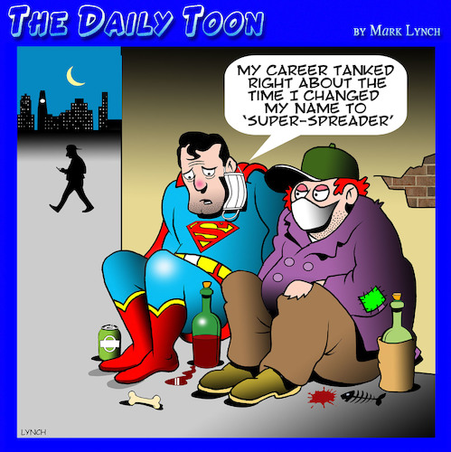 Cartoon: Super spreader (medium) by toons tagged superman,super,hero,covid,superman,super,hero,covid