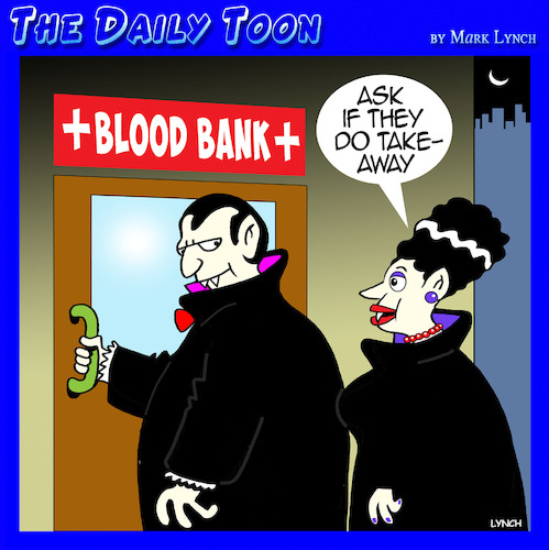 Cartoon: Take away menu (medium) by toons tagged vampires,blood,bank,donor,vampires,blood,bank,donor