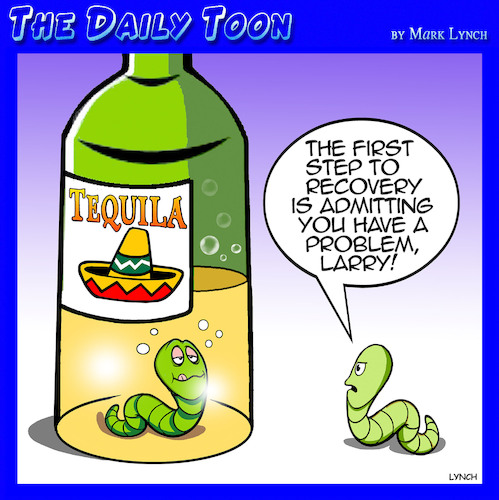 Cartoon: Tequila worm (medium) by toons tagged alcohol,addiction,tequila,recovery,aa,alcohol,addiction,tequila,recovery,aa