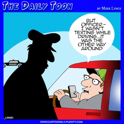 Cartoon: Texting while driving (medium) by toons tagged texting,dangerous,highway,patrol,texting,dangerous,highway,patrol