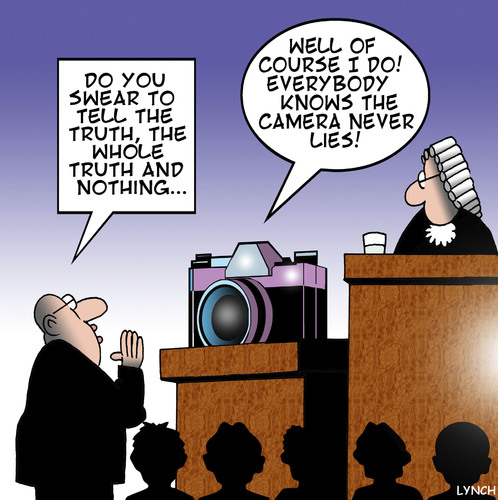 Cartoon: The camera never lies (medium) by toons tagged cameras,courtroom,lawyer,judge,justice
