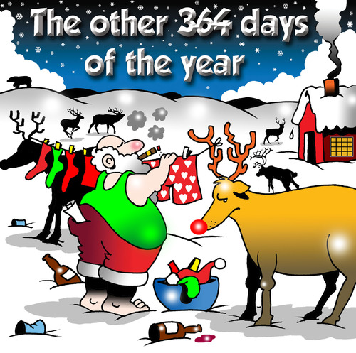Cartoon: the other days (medium) by toons tagged christmas,santa,reindeers,holidays