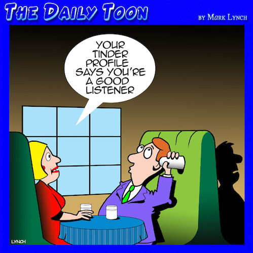 Cartoon: Tinder (medium) by toons tagged good,listener,first,date,eavesdropping,good,listener,first,date,eavesdropping