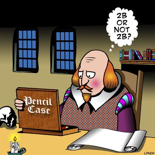 Cartoon: to be or not to be (medium) by toons tagged shakespeare,to,be,or,not,playwrite,author,history,pencils,shakespeare,to,be,or,not,playwrite,author,history,pencils
