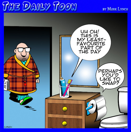 Cartoon: Toilet roll (medium) by toons tagged toothbrush,toilet,roll,worst,part,of,the,day,swapping,roles,paper,toothbrush,toilet,roll,worst,part,of,the,day,swapping,roles,paper
