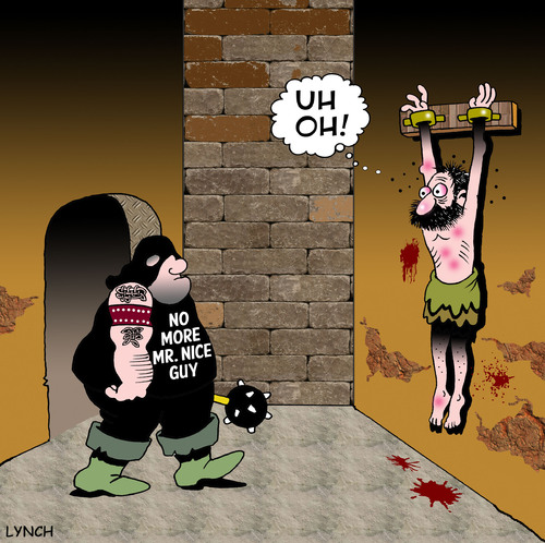 Cartoon: uh oh (medium) by toons tagged torture,medievil,pain,prisoner,history