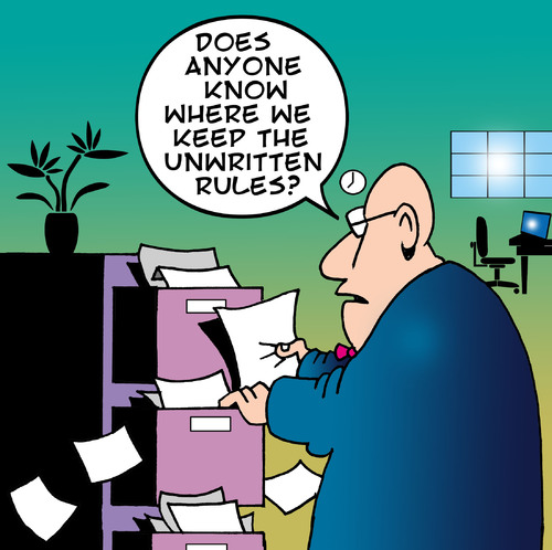 Cartoon: unwritten rules (medium) by toons tagged business,office,unwritten,rules,filing,cabinet,regulations,clerk,secretary,paperwork,business,office,unwritten,rules,filing,cabinet,regulations,clerk,secretary,paperwork