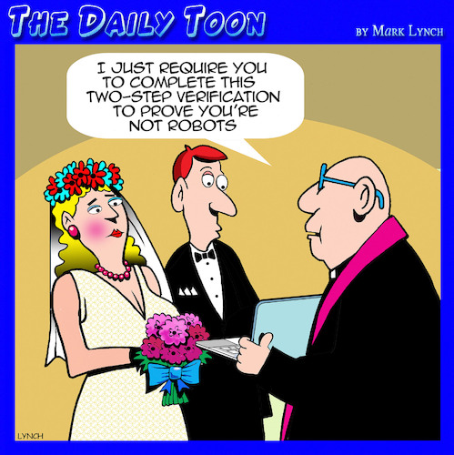 Cartoon: Verification (medium) by toons tagged robots,wedding,robots,wedding