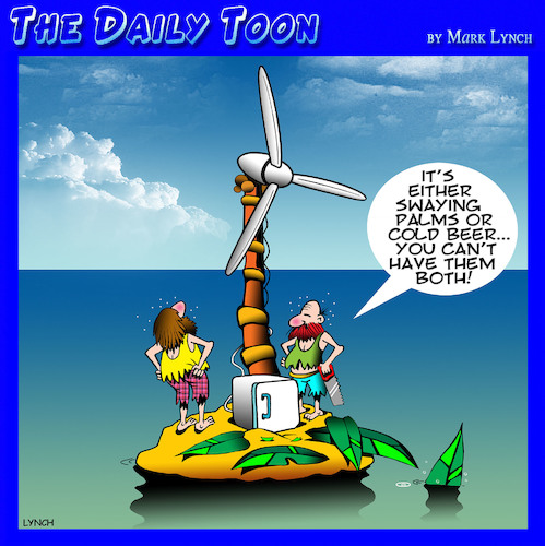 Cartoon: Wind turbine (medium) by toons tagged cold,beer,desert,island,wind,farm,palm,trees,mini,bar,fridge,cold,beer,desert,island,wind,farm,palm,trees,mini,bar,fridge