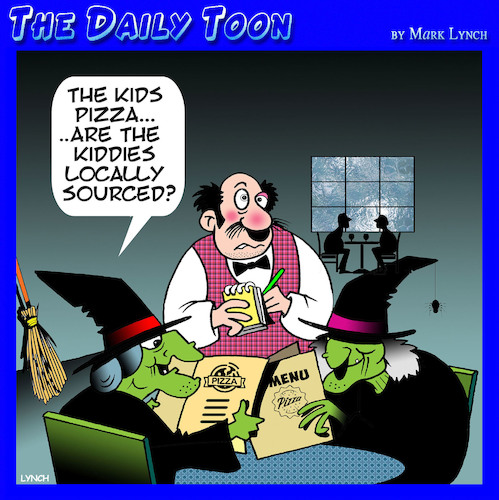 Cartoon: Witches (medium) by toons tagged witches,pizza,sourced,locally,local,produce,healthy,eating,witches,pizza,sourced,locally,local,produce,healthy,eating
