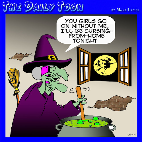Cartoon: Work from home (medium) by toons tagged witches,curse,work,from,home,witches,curse,work,from,home