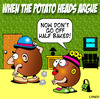 Cartoon: argue (small) by toons tagged mr,potato,head,marriage,relationships,friction,arguements,potatos,baked,cooking,fries,chips
