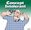 Cartoon: concept intolerant (small) by toons tagged suicide,guns,foolish,concept,pistols,firearms,deaf