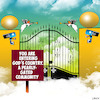 Cartoon: Gated community (small) by toons tagged gated,community,pearly,gates,angels,gods,country