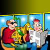 Cartoon: guide dog reader (small) by toons tagged guide dogs blind sight impaired newspapers public transport reading over shoulder trains subway tube sunglasses