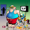 Cartoon: House Hubby (small) by toons tagged house husband ironing working mum beer football soccer tv sports baby housework curlers alcohol stay at home dad work from