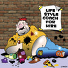 Cartoon: life style coach (small) by toons tagged life,style,coach,self,help,physical,fitness,exercise,alcoholic,gym,pills,personal,trainer,fat,obesity,overweight