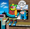 Cartoon: no one will laugh (small) by toons tagged clowns,circus,suicide,bungy,jumping,police,laughing,crowd,control,negotiator,conflict,response,mediator
