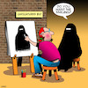 Cartoon: Smile (small) by toons tagged burka,caricatures,street,artist,burqa,smiling,religion,islam,portrait,painter