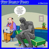 Cartoon: The Overthinker (small) by toons tagged psychiatrist,couch,the,thinker,statue,mental,health,over,thinking