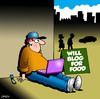 Cartoon: will blog for food (small) by toons tagged blogging twitter social networking laptop journalism comment