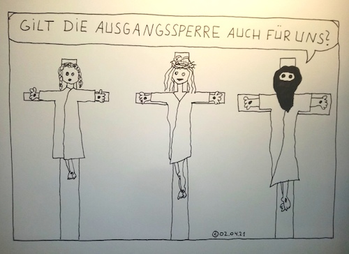 Cartoon: Ausgangssperre (medium) by Müller tagged ausgangssperre